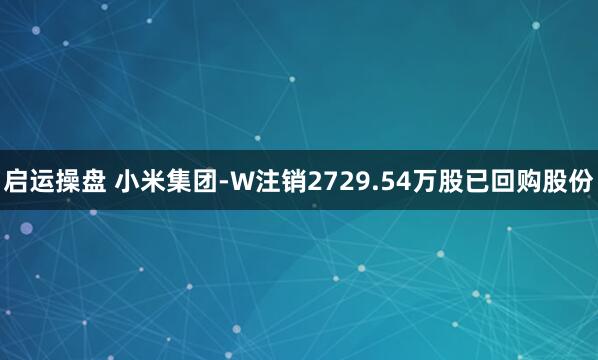 启运操盘 小米集团-W注销2729.54万股已回购股份